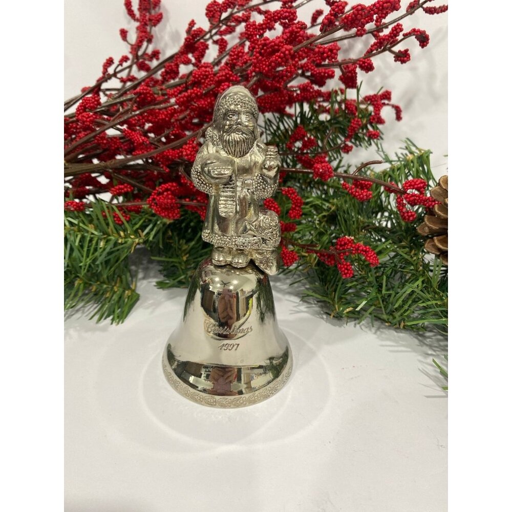Vintage Antique Madison Avenue Silver-Plated Christmas Hand Bell Dated 1997
